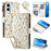 For Samsung Galaxy S25 Edge Leather Case with Wrist Strap   /   Shoulder Strap Rhombic Floral Pattern Zipper Wallet Phone Cover - A3 - 1
