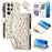 For Samsung Galaxy S25 Ultra Leather Case with Wrist Strap   /   Shoulder Strap Rhombic Floral Pattern Zipper Wallet Phone Cover - A3 - 1