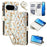 Leather Case For Google Pixel 10 Pro XL  /  9 Pro XL Rhombic Floral Pattern Zipper Wallet Phone Cover with Wrist Strap   /   Shoulder Strap - A3 - 1