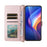 For TCL K70 5G Leather Case Stand Wallet Phone Cover with Shoulder  /  Wrist Strap - Pink - 3