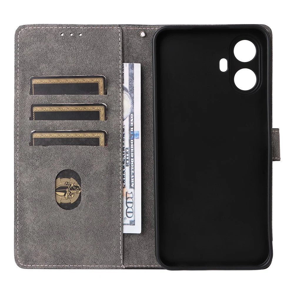 For TCL K70 5G Case Wallet RFID Blocking PU Leather Phone Cover Stand with Strap - Black - 3