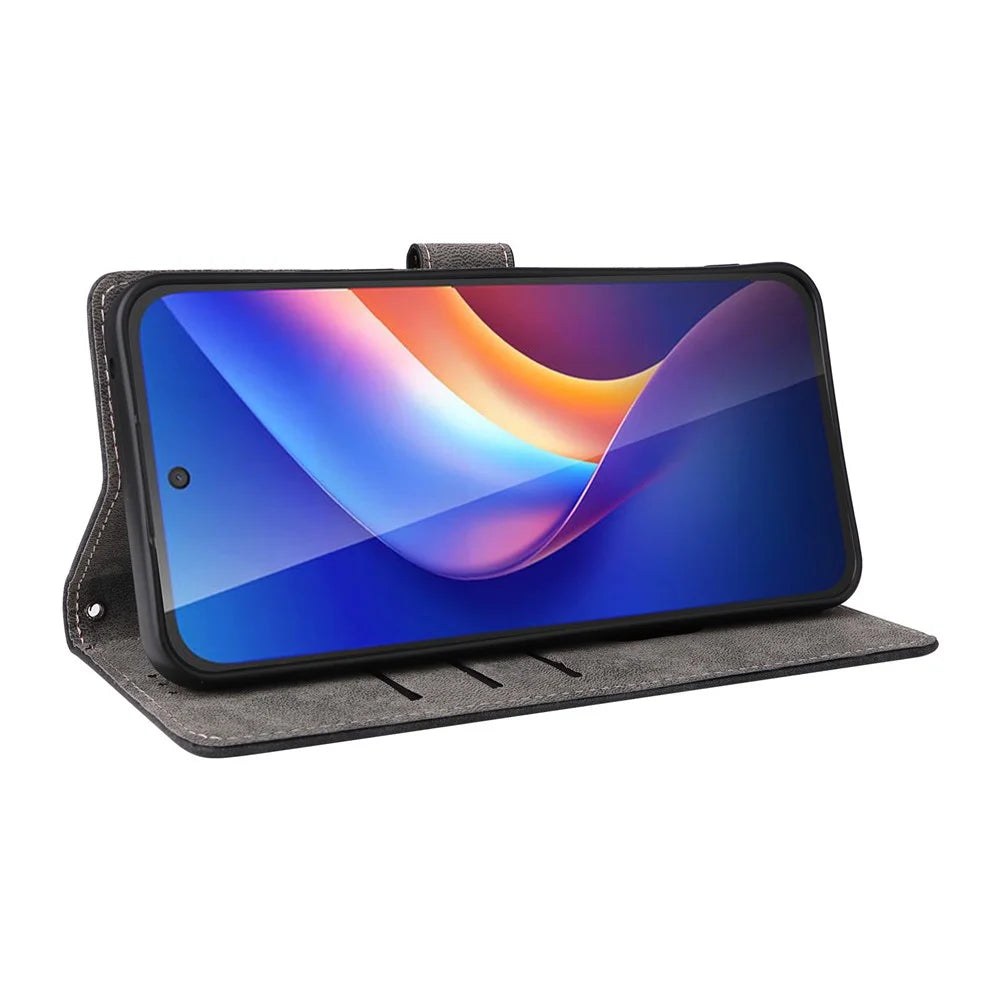 For TCL K70 5G Case Wallet RFID Blocking PU Leather Phone Cover Stand with Strap - Black - 4