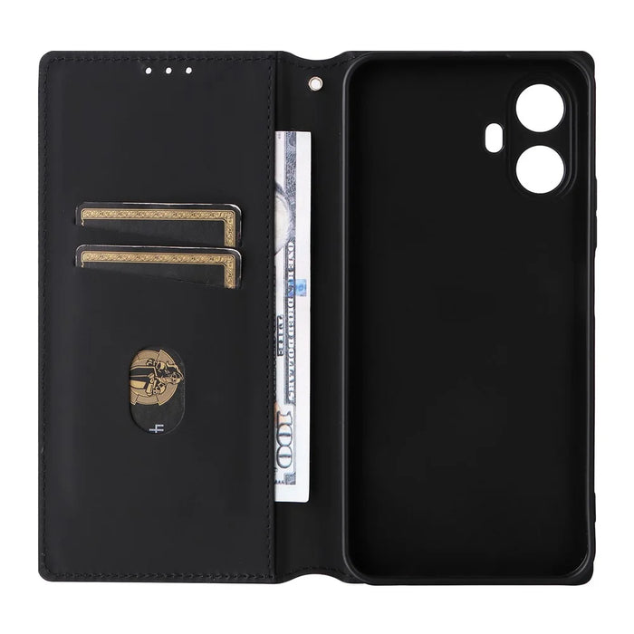 For TCL K70 5G Case Wallet Rhombus Imprinted PU Leather Phone Cover - Black - 3