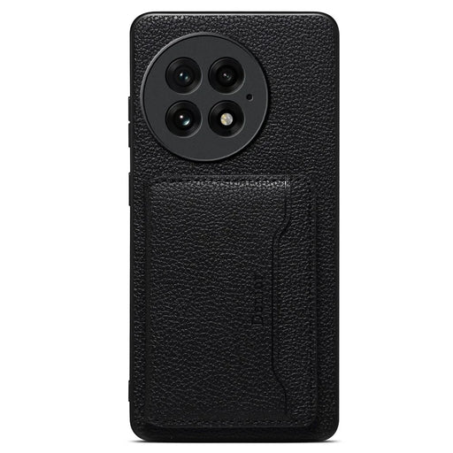 DENIOR D30 For OnePlus 13 Magnetic Case Detachable Card Holder Kickstand Litchi Texture Leather Back Phone Cover - Black - 2