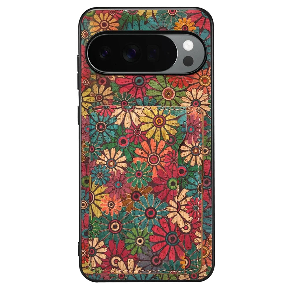 For Google Pixel 10 / Pixel 10 Pro Magnetic Case Floral Pattern PU Leather TPU Phone Cover with Detachable Card Holder - Green - 3