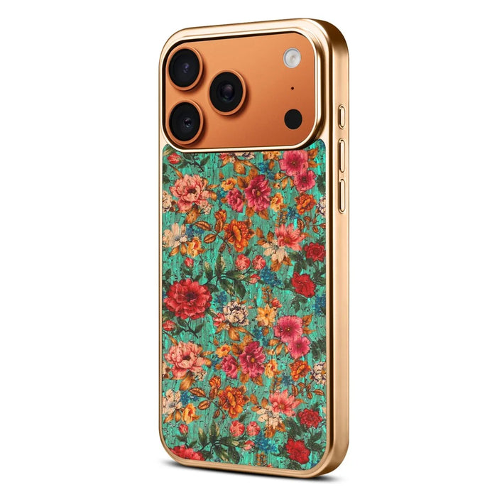 For iPhone 17 Pro Magnetic Case Floral Pattern PU Leather Coated PC+TPU Shockproof Cover - Blue - 1