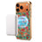 For iPhone 17 Pro Max Magnetic Case Floral Pattern PU Leather Coated PC+TPU Shockproof Cover - Blue - 3