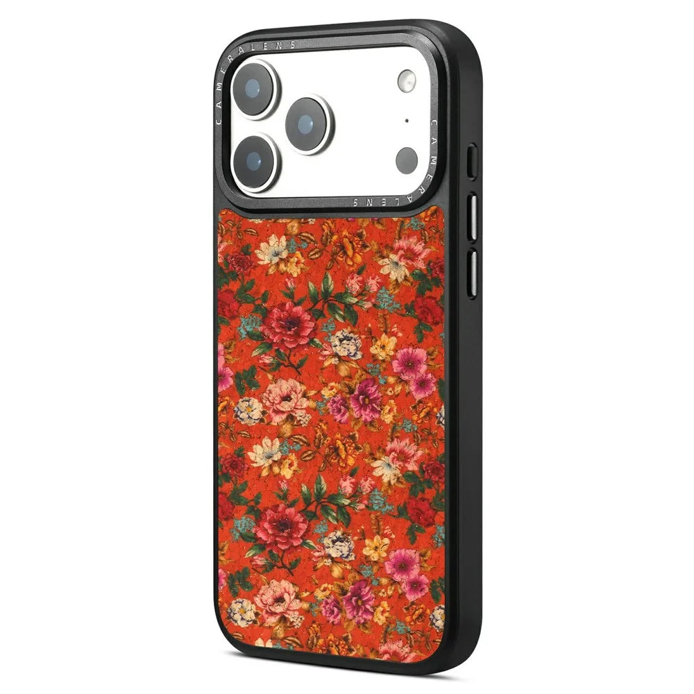 For iPhone 17 Pro Max Magnetic Case Floral Pattern PU Leather PC TPU Shockproof Cover - Red - 1