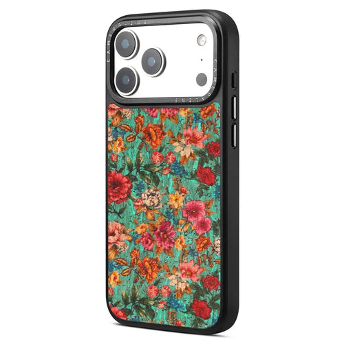 For iPhone 17 Pro Magnetic Case Floral Pattern PU Leather PC TPU Shockproof Cover - Blue - 1