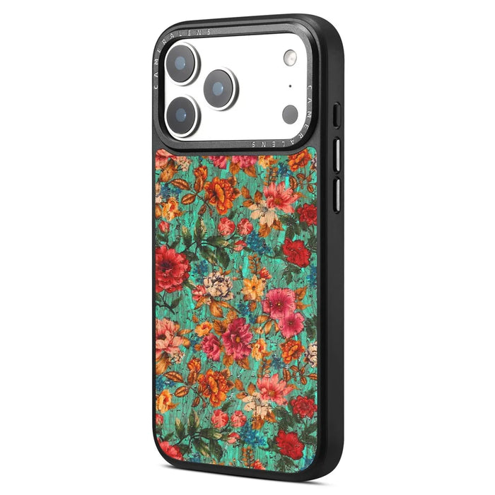 For iPhone 17 Pro Magnetic Case Floral Pattern PU Leather PC TPU Shockproof Cover - Blue - 1