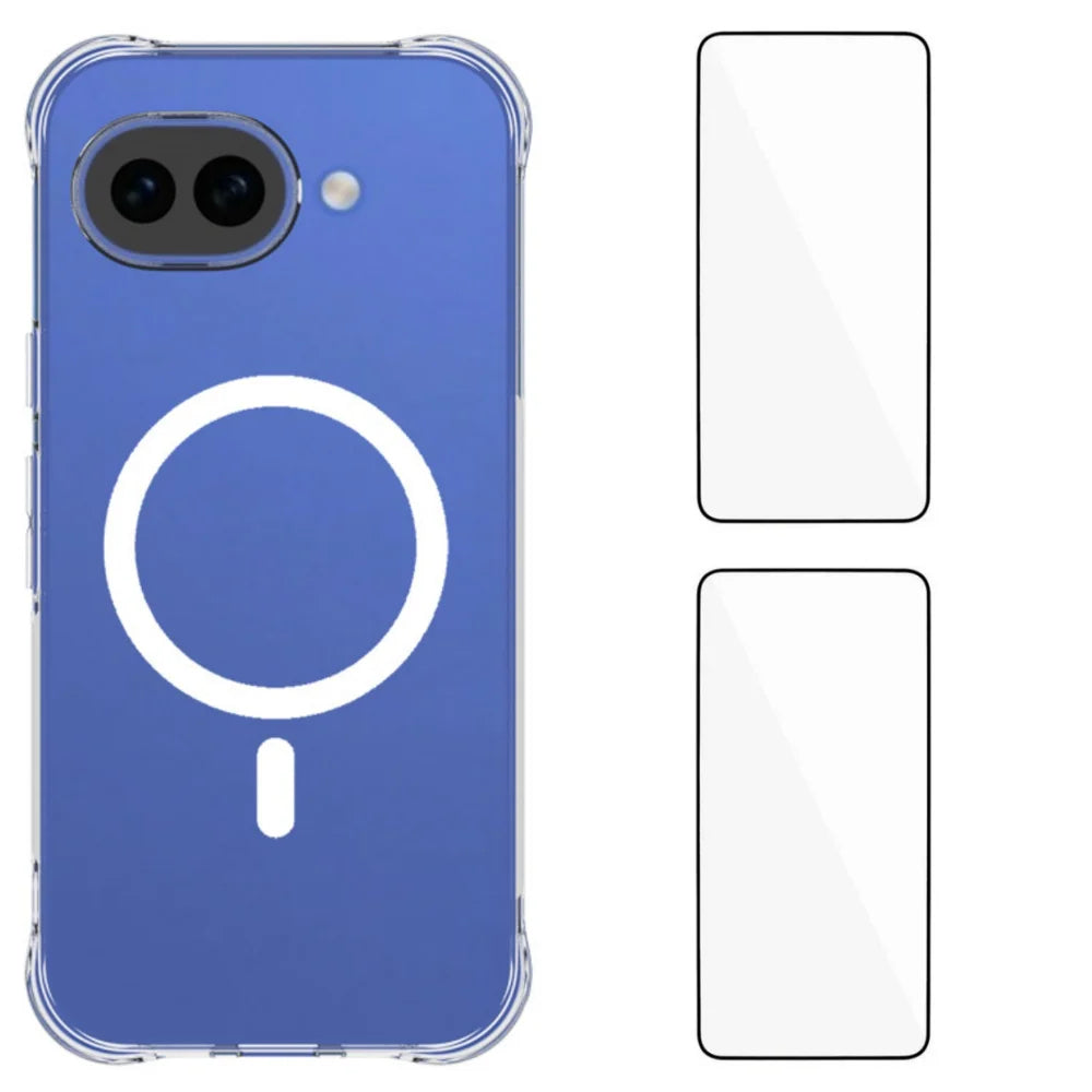 WANLONFENG for Google Pixel 10a WL1 Series 2.0mm Magnetic Case Clear TPU Phone Back Cover with 2Pcs Screen Films - Transparent - 1