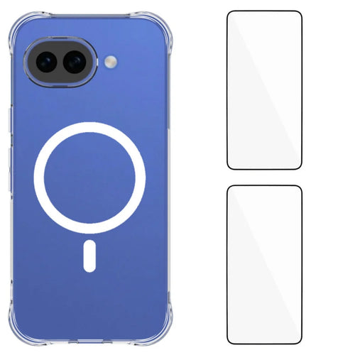WANLONFENG for Google Pixel 10a WL1 Series 2.0mm Magnetic Case Clear TPU Phone Back Cover with 2Pcs Screen Films - Transparent - 1