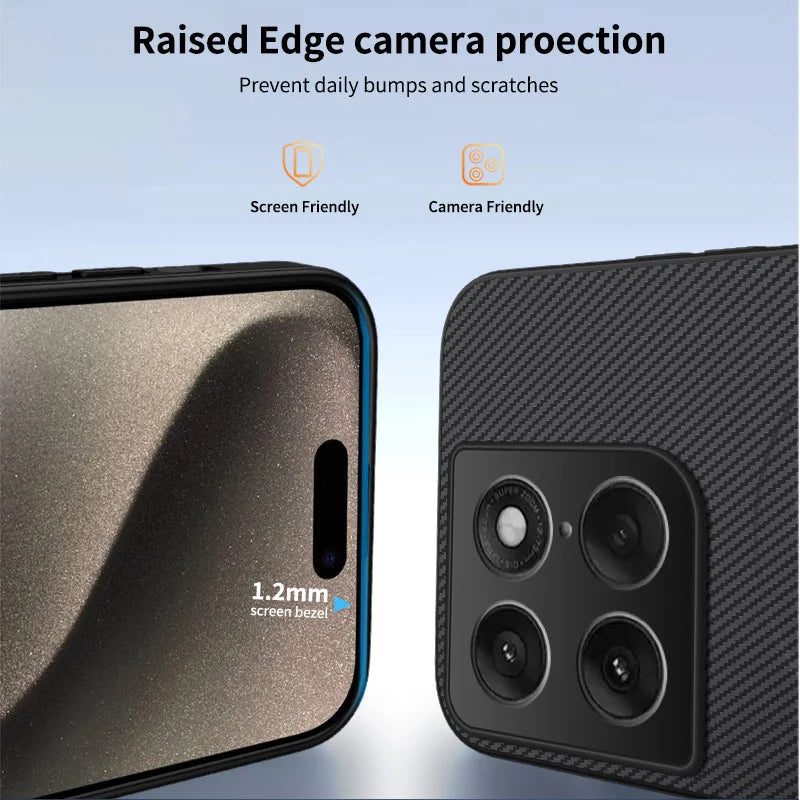 WANLONFENG for Motorola Edge 70 Fusion+ 5G / Motorola Edge 70 Fusion 5G TQ1 Series Magnetic Case Carbon Fiber Texture PC TPU Phone Cover with 2Pcs Screen Films - Black - 3
