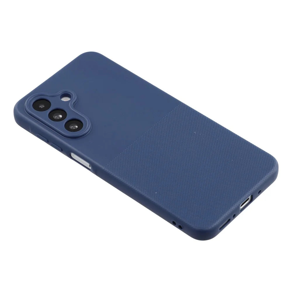 Phone Case For Samsung Galaxy A18 5G / A18 4G / A17 5G / A17 4G Dotted Texture Fiber Lining TPU Shockproof Cover (Precise Cutouts) - Blue - 4