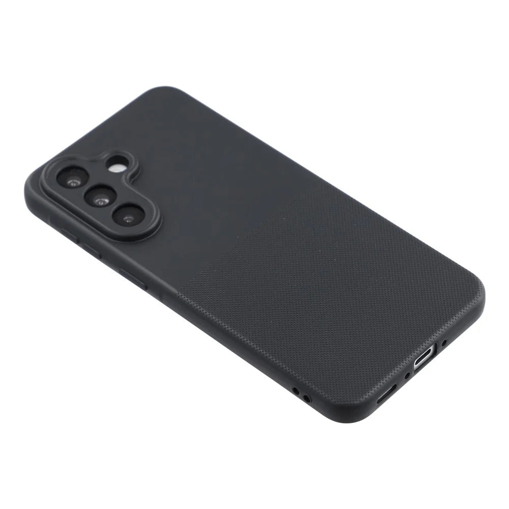 For Samsung Galaxy A35 5G Phone Case Dotted Texture Fiber Lining TPU Shockproof Cover (Precise Cutouts) - Black - 4
