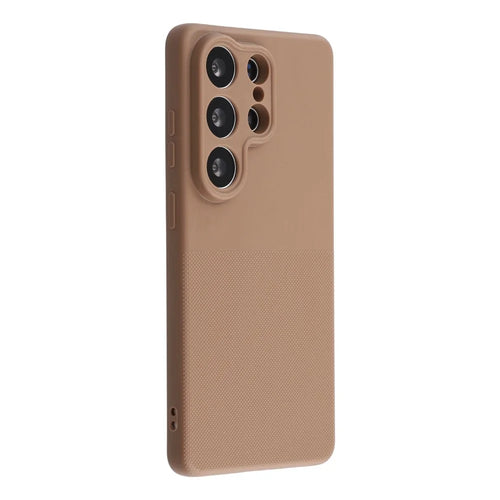 For Samsung Galaxy S25 Ultra Phone Case Dotted Texture Fiber Lining TPU Shockproof Cover (Precise Cutouts) - Brown - 1