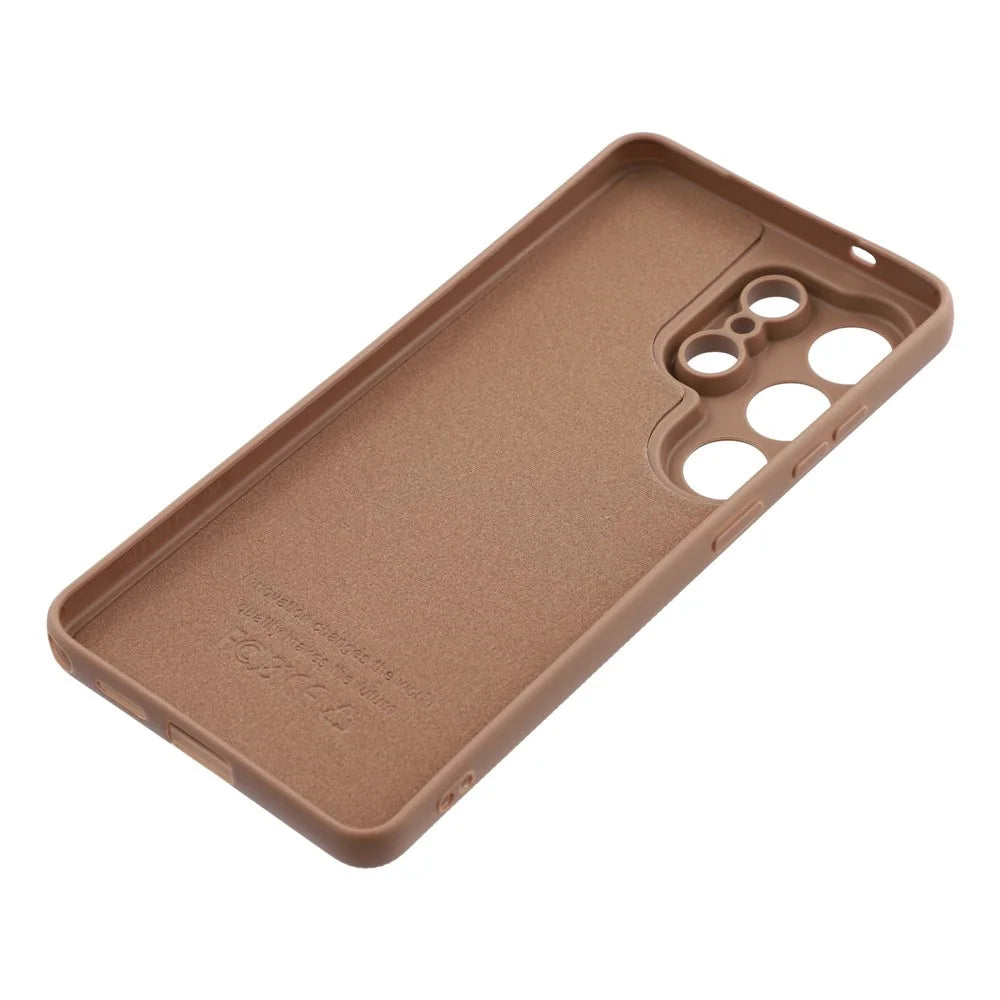For Samsung Galaxy S25 Ultra Phone Case Dotted Texture Fiber Lining TPU Shockproof Cover (Precise Cutouts) - Brown - 6