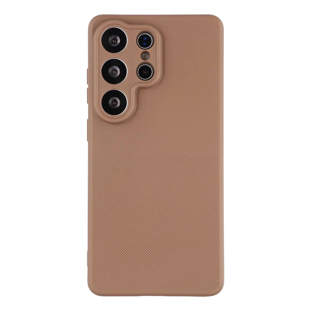 For Samsung Galaxy S24 Ultra Phone Case Dotted Texture Fiber Lining TPU Shockproof Cover (Precise Cutouts) - Brown - 2