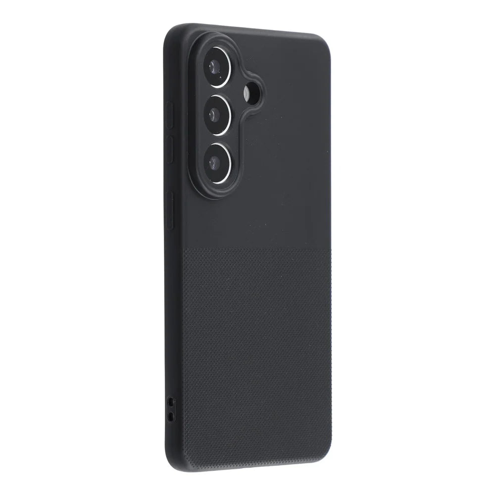For Samsung Galaxy S25 Phone Case Dotted Texture Fiber Lining TPU Shockproof Cover (Precise Cutouts) - Black - 1