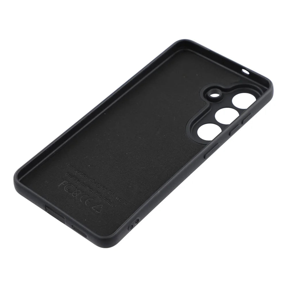 For Samsung Galaxy S25 Phone Case Dotted Texture Fiber Lining TPU Shockproof Cover (Precise Cutouts) - Black - 6