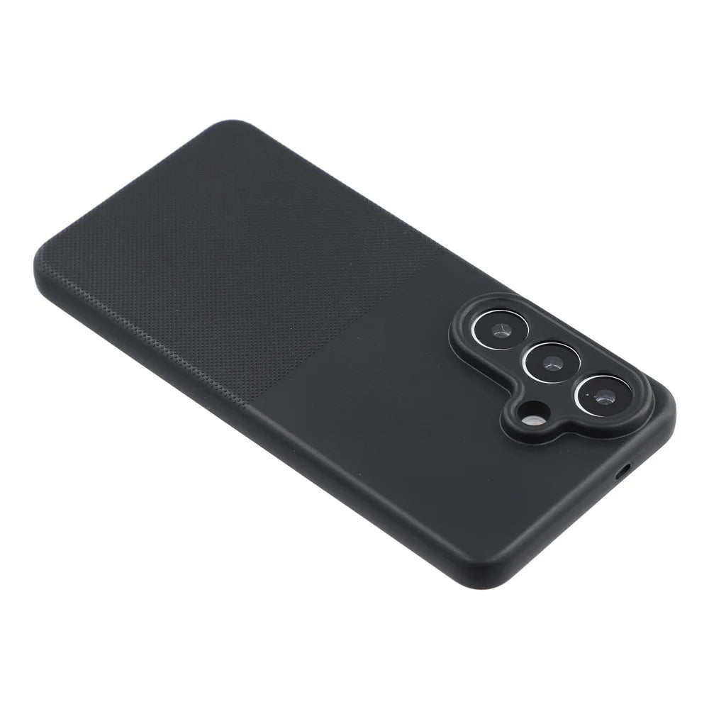 For Samsung Galaxy S24 Phone Case Dotted Texture Fiber Lining TPU Shockproof Cover (Precise Cutouts) - Black - 5