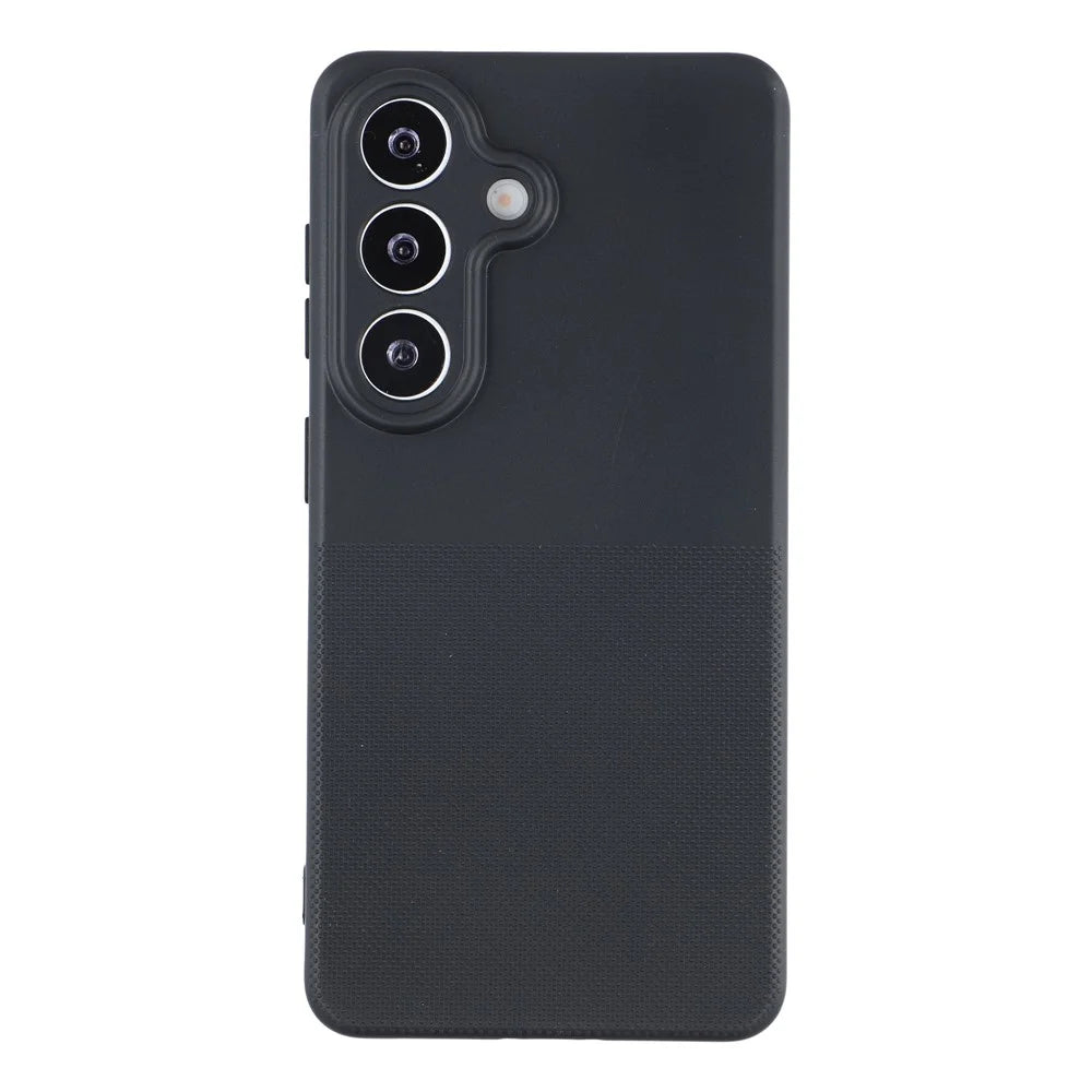 For Samsung Galaxy S25 FE Phone Case Dotted Texture Fiber Lining TPU Shockproof Cover (Precise Cutouts) - Black - 2