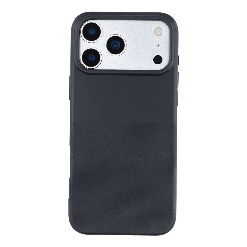 For iPhone 17 Pro Max Phone Case Dotted Texture Fiber Lining TPU Shockproof Cover  (Big Lens Hole) - Black - 2