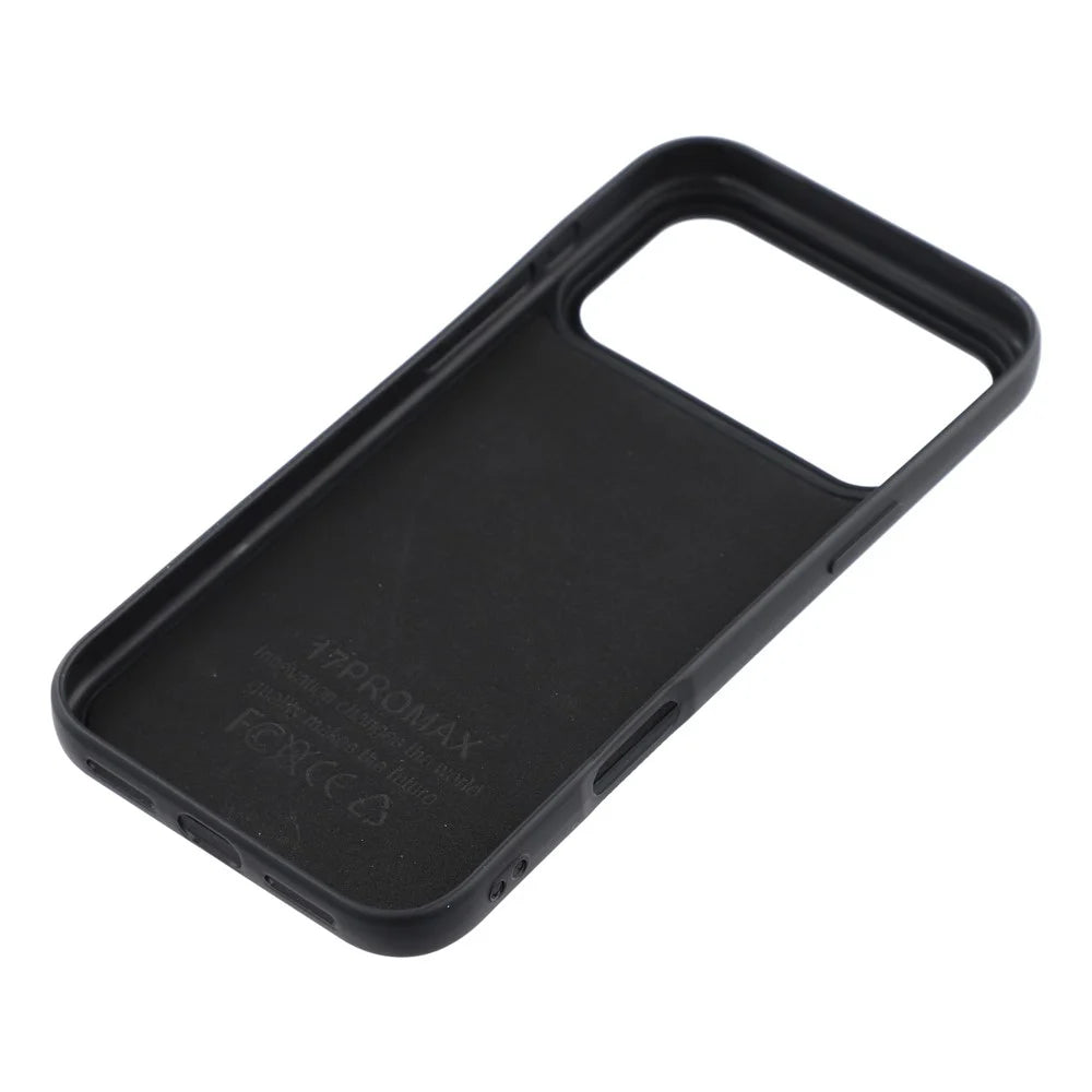 For iPhone 17 Pro Max Phone Case Dotted Texture Fiber Lining TPU Shockproof Cover  (Big Lens Hole) - Black - 6