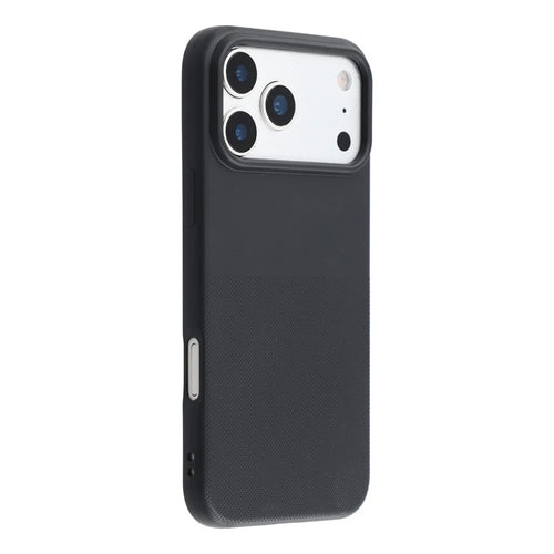 For iPhone 17 Pro Phone Case Dotted Texture Fiber Lining TPU Shockproof Cover  (Big Lens Hole) - Black - 1