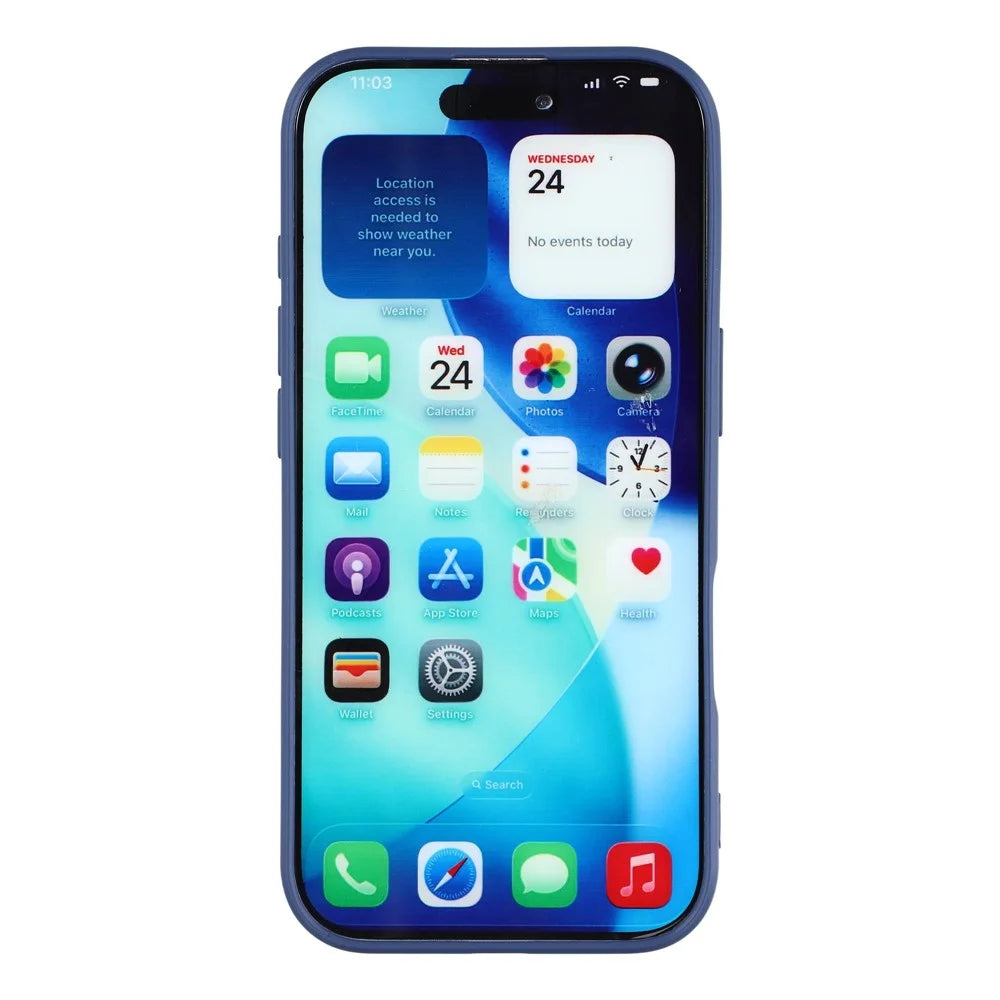 For iPhone 17 Phone Case Dotted Texture Fiber Lining TPU Shockproof Cover  (Big Lens Hole) - Blue - 3