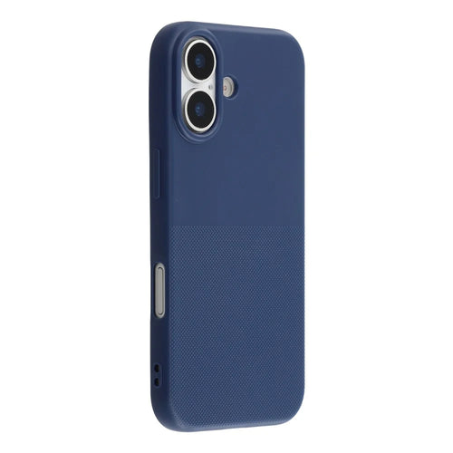 For iPhone 16 Phone Case Dotted Texture Fiber Lining TPU Shockproof Cover  (Big Lens Hole) - Blue - 1