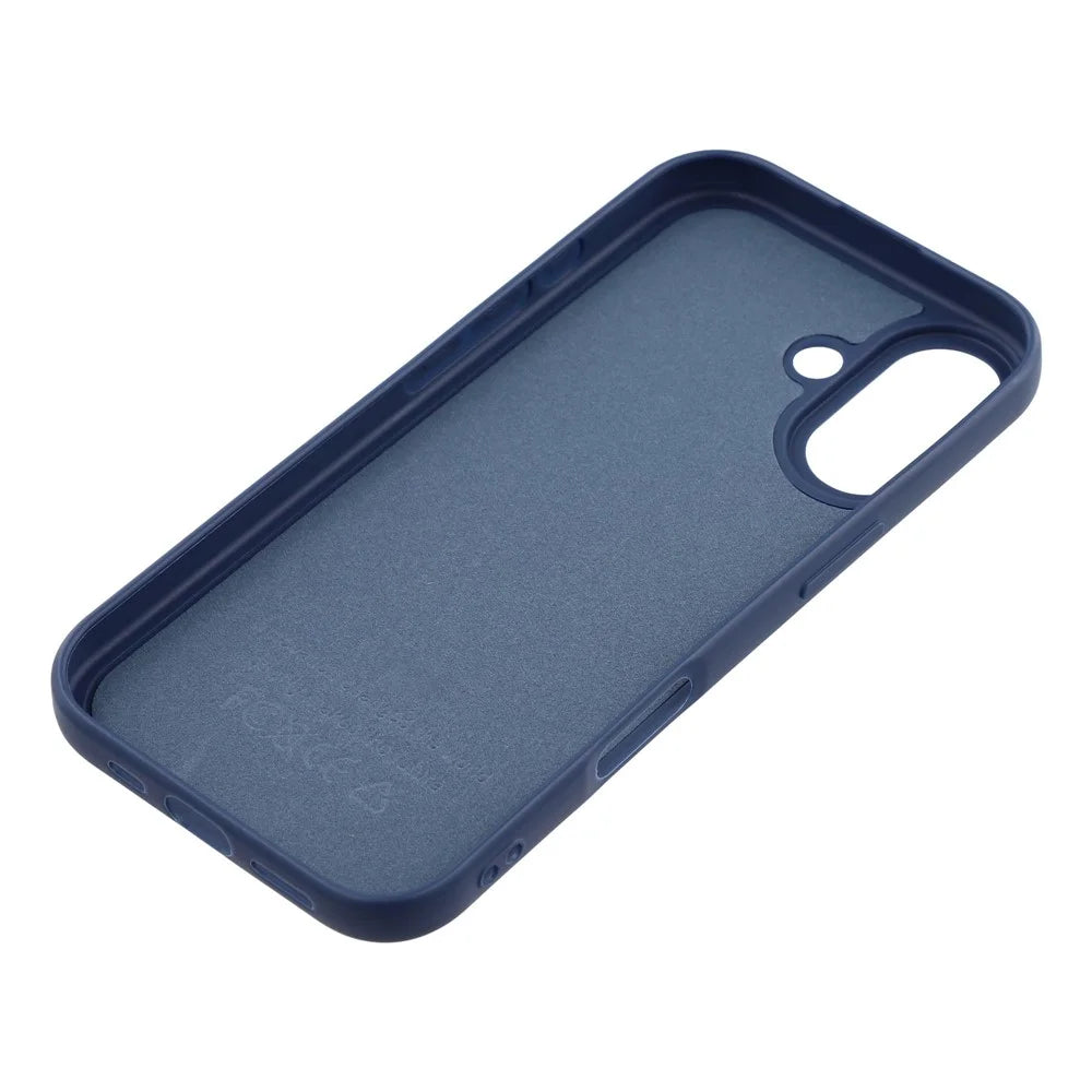 For iPhone 16 Phone Case Dotted Texture Fiber Lining TPU Shockproof Cover  (Big Lens Hole) - Blue - 6