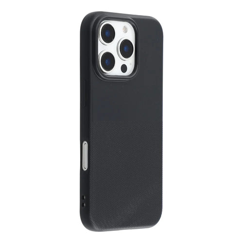 For iPhone 16 Pro Max Phone Case Dotted Texture Fiber Lining TPU Shockproof Cover  (Big Lens Hole) - Black - 1