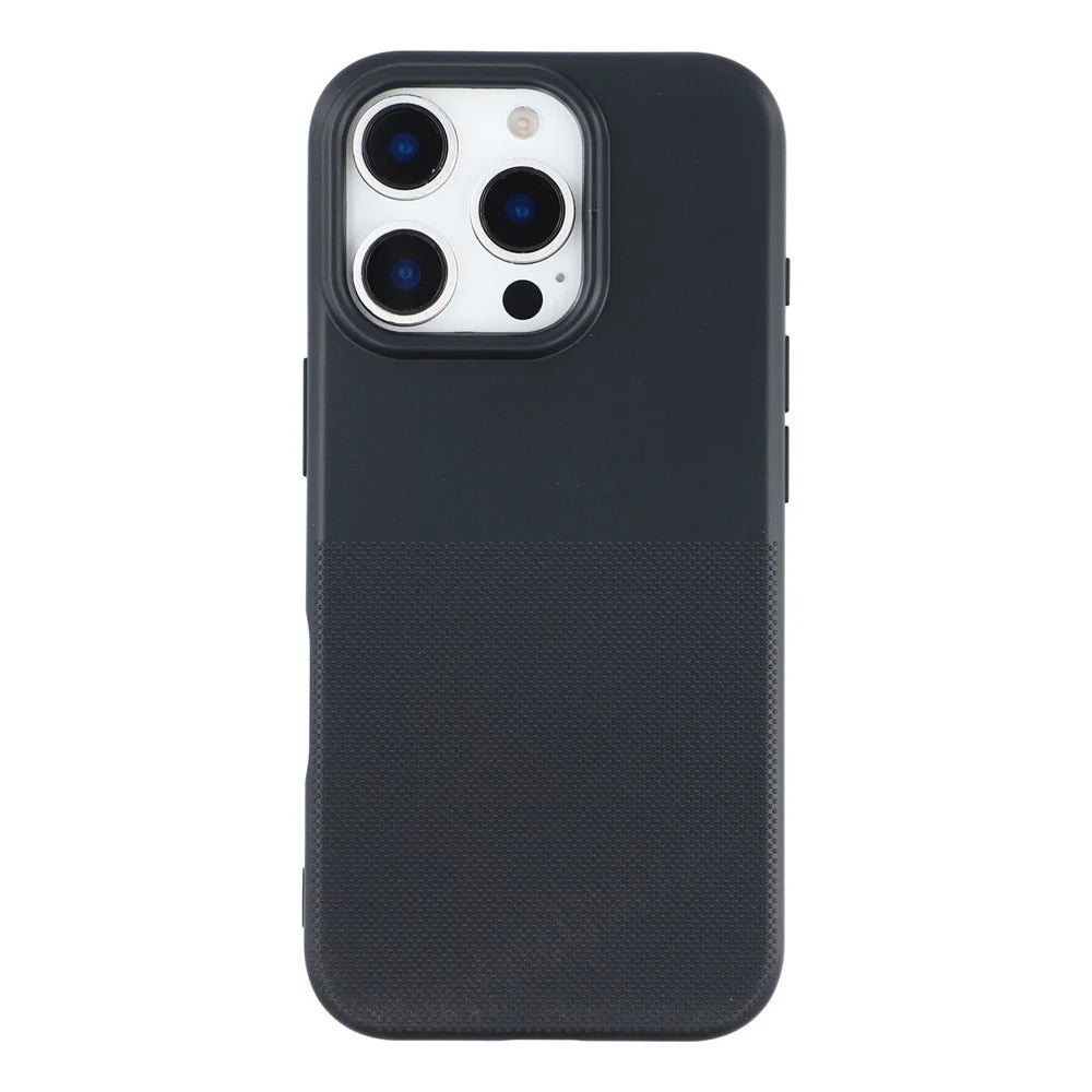 For iPhone 16 Pro Max Phone Case Dotted Texture Fiber Lining TPU Shockproof Cover  (Big Lens Hole) - Black - 2