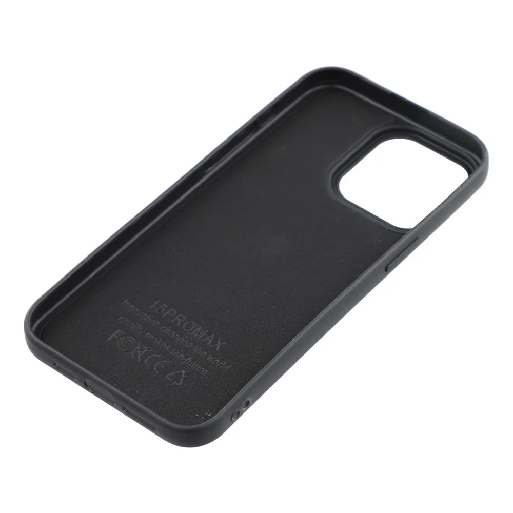 For iPhone 15 Pro Max Phone Case Dotted Texture Fiber Lining TPU Shockproof Cover  (Big Lens Hole) - Black - 6
