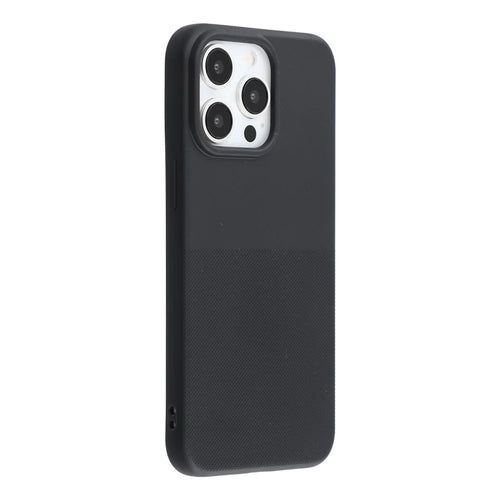 For iPhone 15 Pro Phone Case Dotted Texture Fiber Lining TPU Shockproof Cover  (Big Lens Hole) - Black - 1