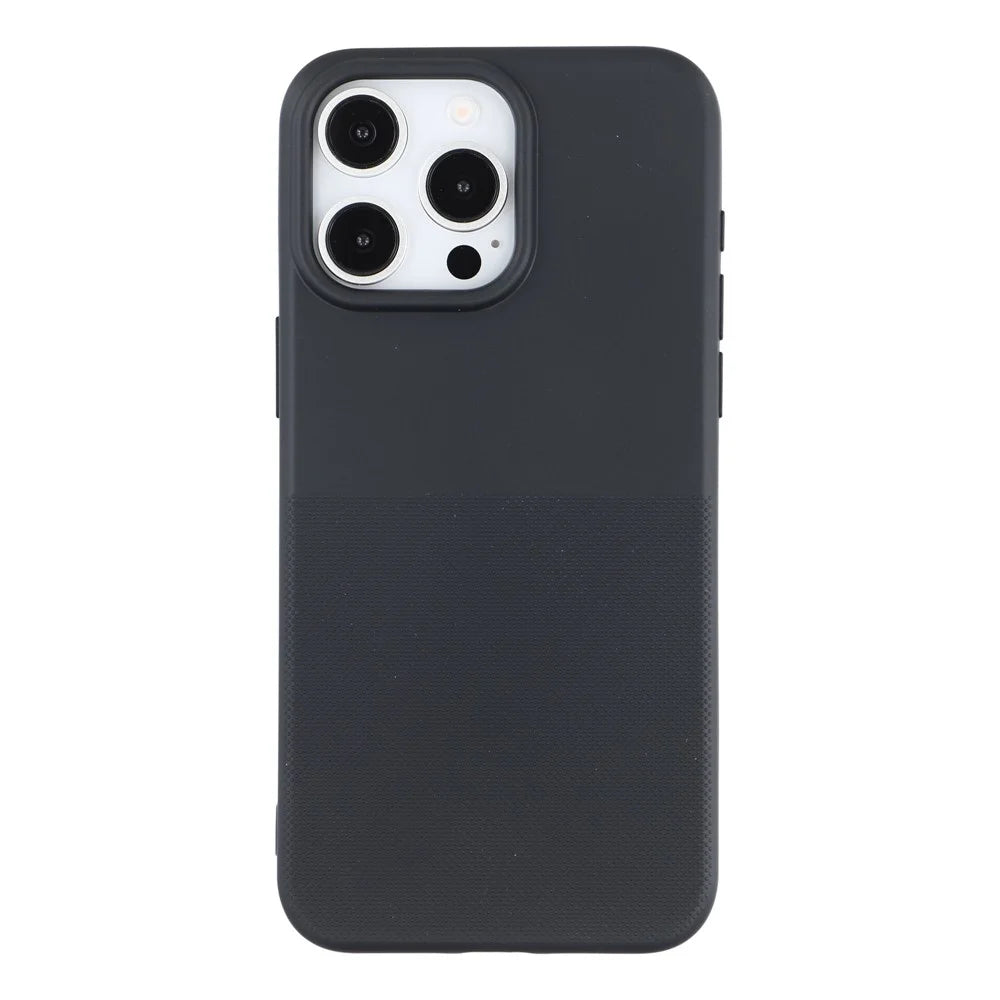 For iPhone 15 Pro Phone Case Dotted Texture Fiber Lining TPU Shockproof Cover  (Big Lens Hole) - Black - 2