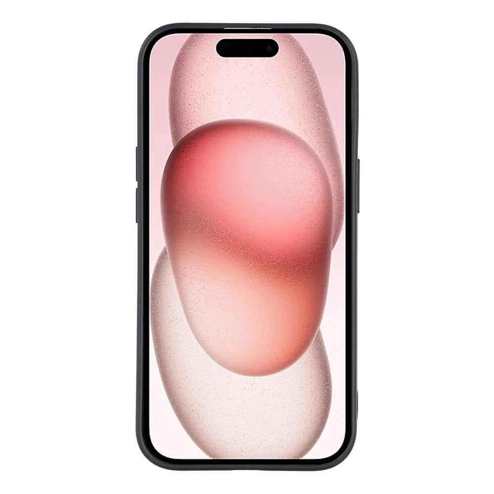 For iPhone 15 Phone Case Dotted Texture Fiber Lining TPU Shockproof Cover  (Big Lens Hole) - Black - 3