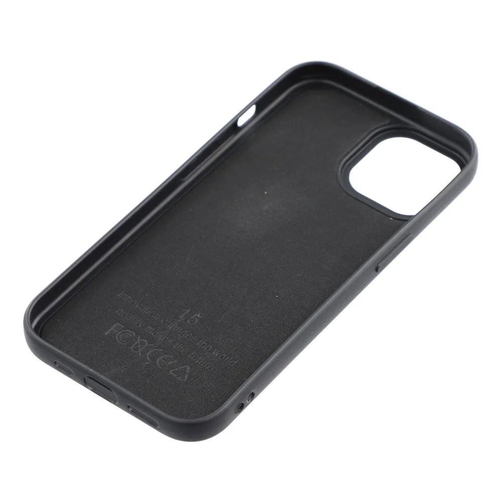 For iPhone 15 Phone Case Dotted Texture Fiber Lining TPU Shockproof Cover  (Big Lens Hole) - Black - 6