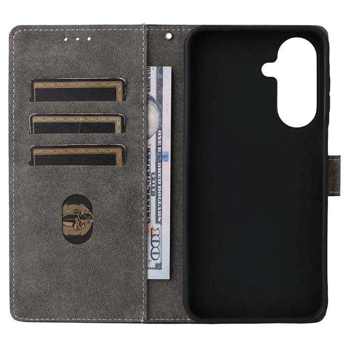 For Samsung Galaxy A27 5G Case Wallet RFID Blocking PU Leather Phone Cover Stand with Strap - Black - 3