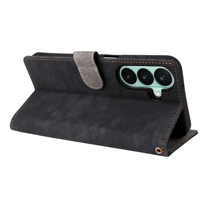For Samsung Galaxy A27 5G Case Wallet RFID Blocking PU Leather Phone Cover Stand with Strap - Black - 5