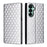 For Samsung Galaxy A27 5G Case Wallet Rhombus Imprinted PU Leather Phone Cover - Silver - 1