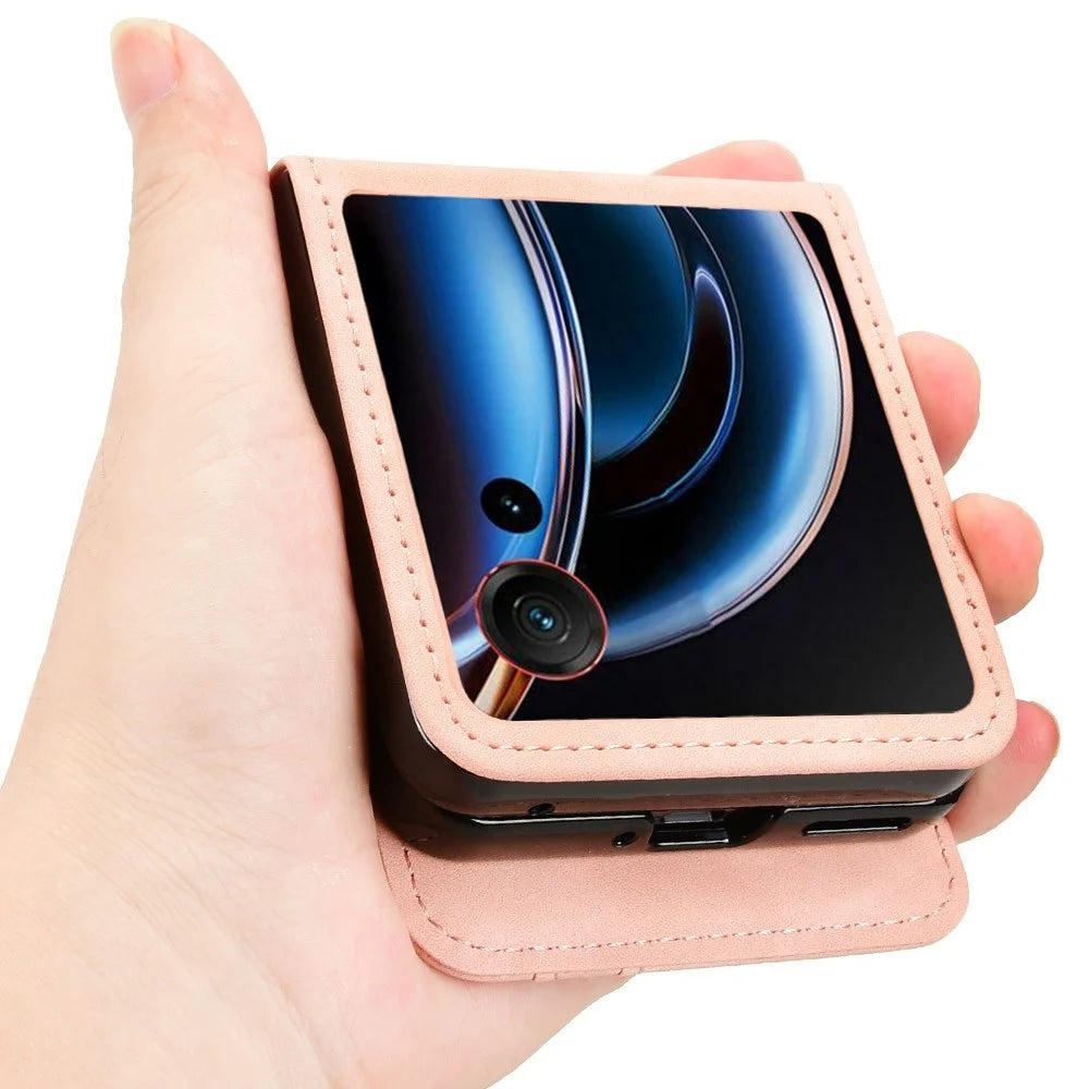 Phone Case For ZTE nubia Flip3 5G / Libero Flip / nubia Flip 5G Separable Design Card Slot Leather + PC Back Cover - Pink - 3