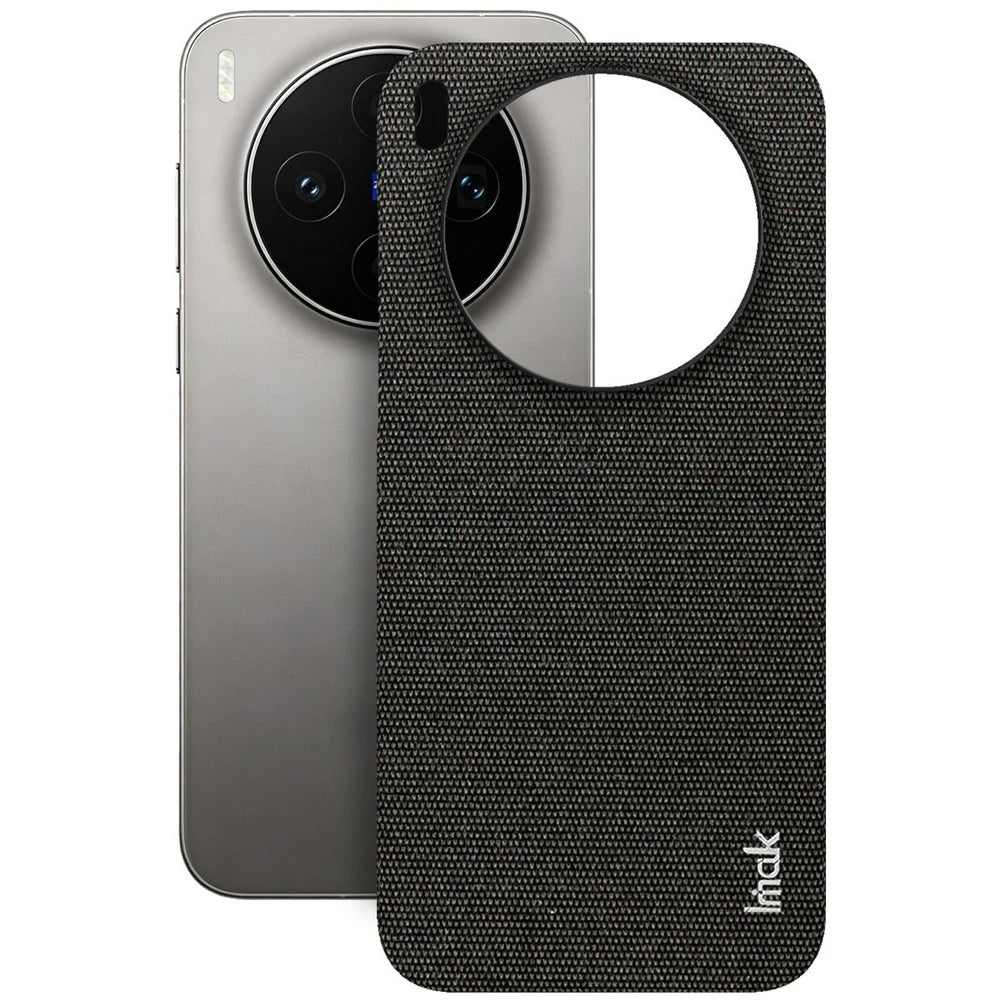 IMAK Ruiyi Series for vivo X300s 5G Case Fabric Texture Leather + PC Phone Back Cover - Black - 2