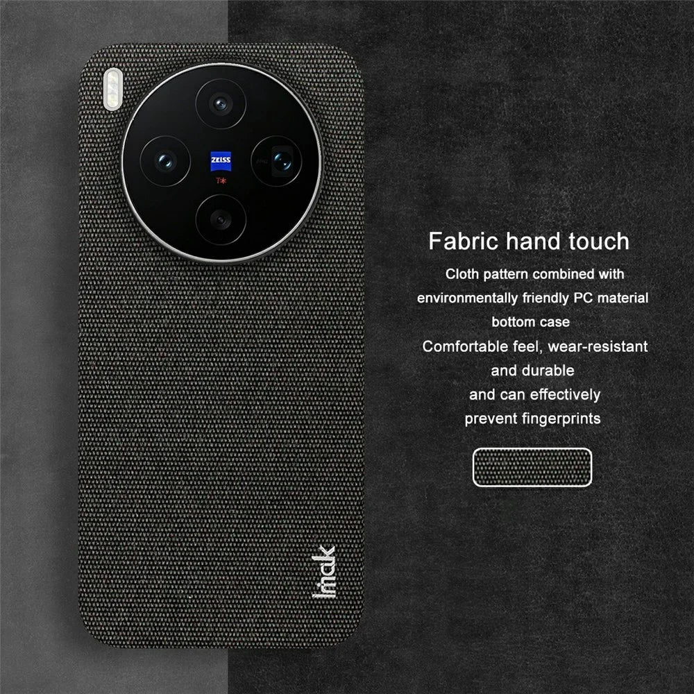 IMAK Ruiyi Series for vivo X300s 5G Case Fabric Texture Leather + PC Phone Back Cover - Black - 3