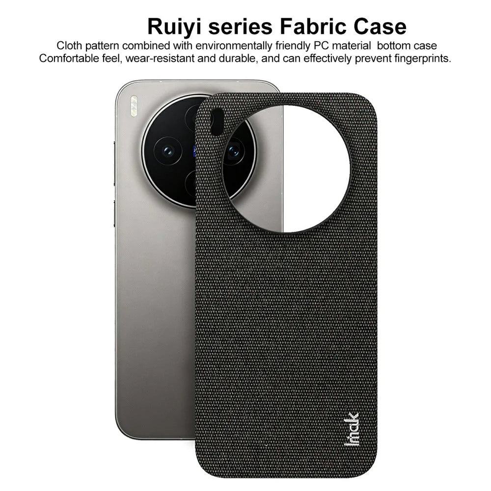 IMAK Ruiyi Series for vivo X300s 5G Case Fabric Texture Leather + PC Phone Back Cover - Black - 4