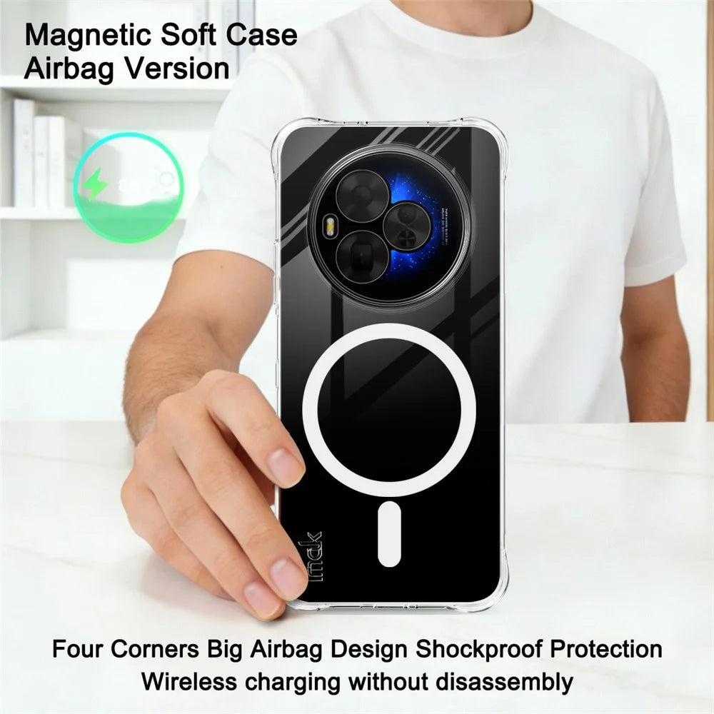 IMAK for TCL NxtPaper 60 Ultra 5G Magnetic Case Airbag Shockproof Protection TPU Phone Cover - Transparent - 3