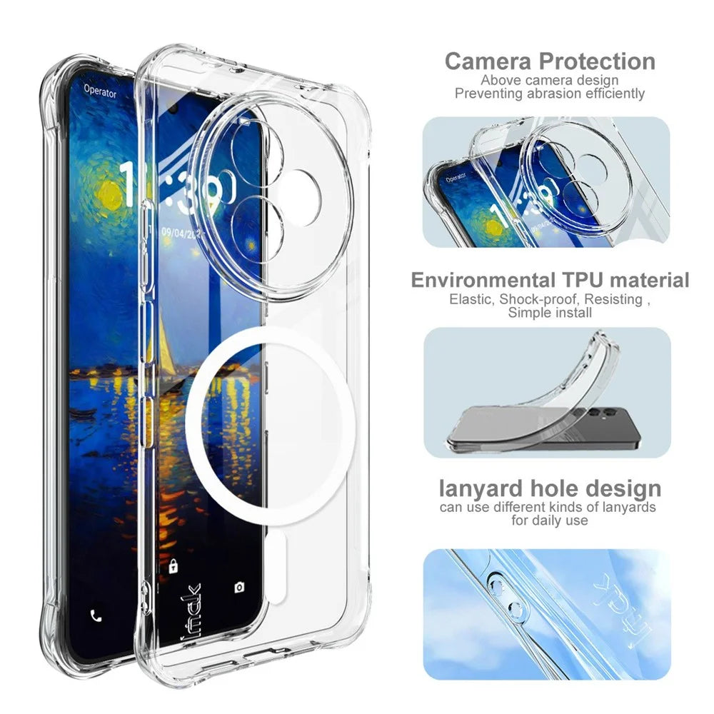 IMAK for TCL NxtPaper 60 Ultra 5G Magnetic Case Airbag Shockproof Protection TPU Phone Cover - Transparent - 7