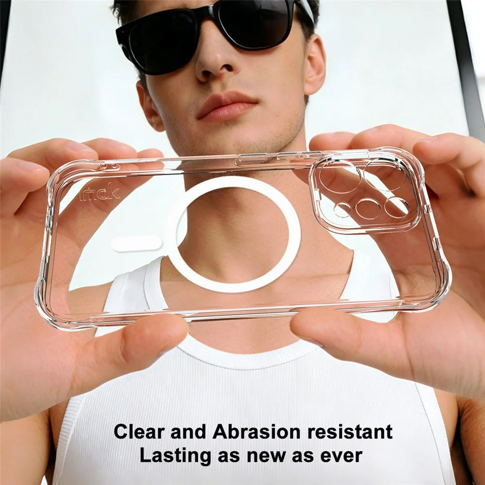 IMAK for vivo V70 5G / V70 Elite 5G Magnetic Case Airbag Shockproof Protection TPU Phone Cover - Transparent - 4