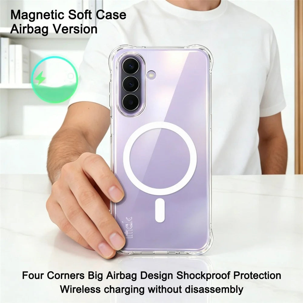 IMAK for Samsung Galaxy M47 5G / A27 5G Magnetic Case Airbag Shockproof Protection TPU Phone Cover - Transparent - 3